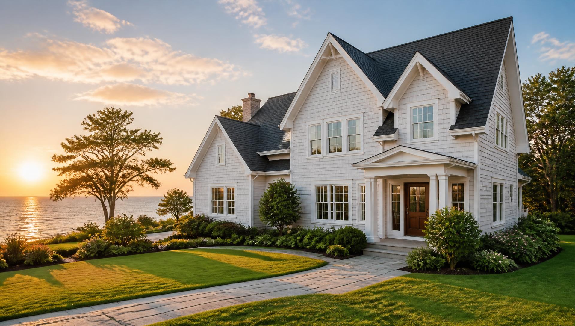 New England home with new windows, roofing and James Hardie siding